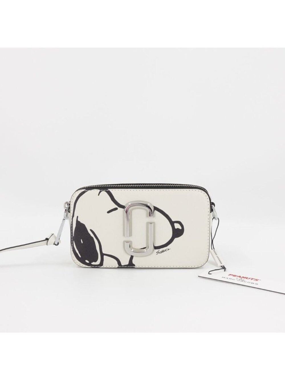 Marc Jacobs x Peanuts Snoopy The Snapshot Logo Plaque Crossbody Bag White OS - Picture 7 of 14
